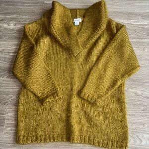 Eminent vintage hoodie Yellow mohair sweater fuzzy shawl style Vneck collarSizeM